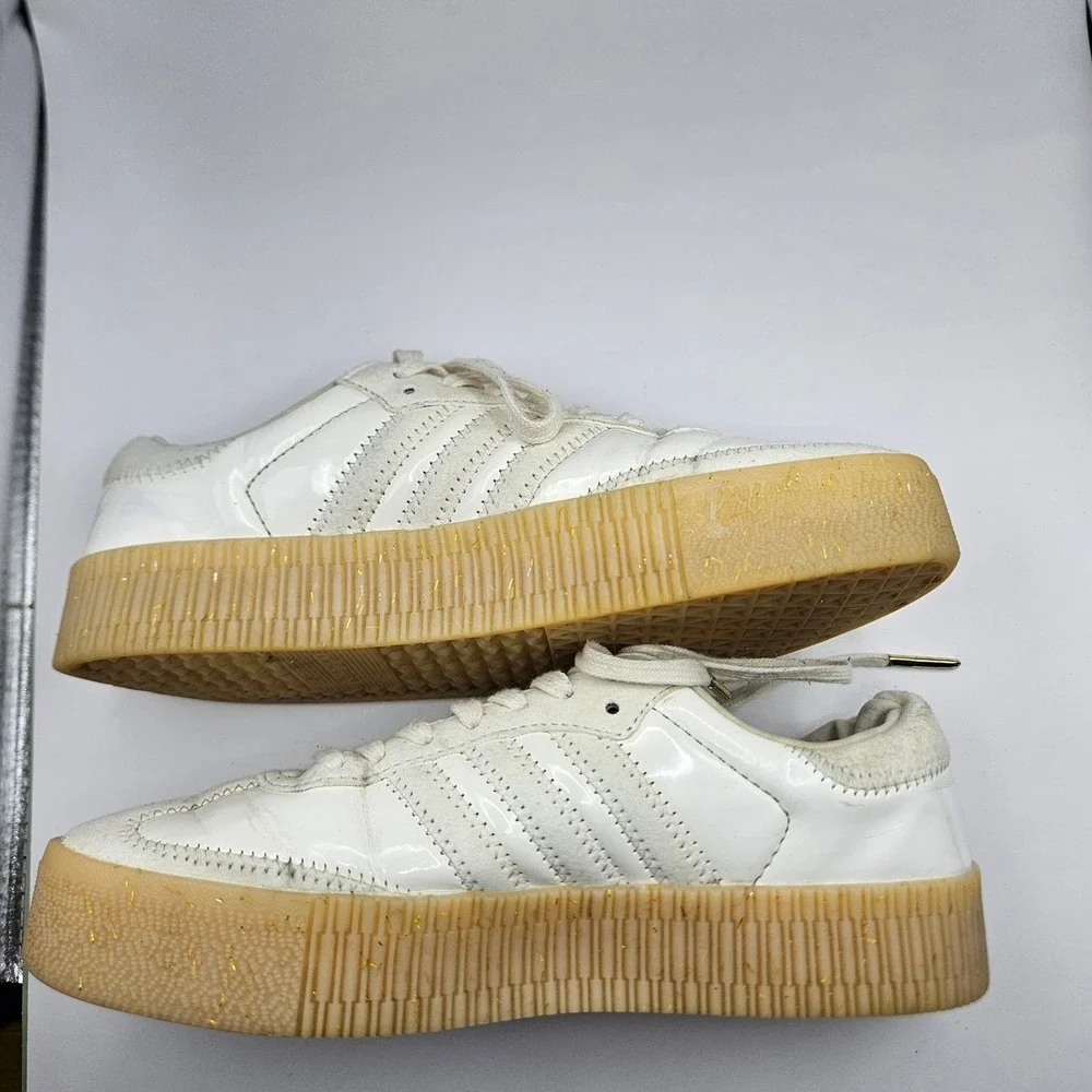 Adidas Samba Rose White Patent Leather Platform Sneakers EG1818 Womens 6